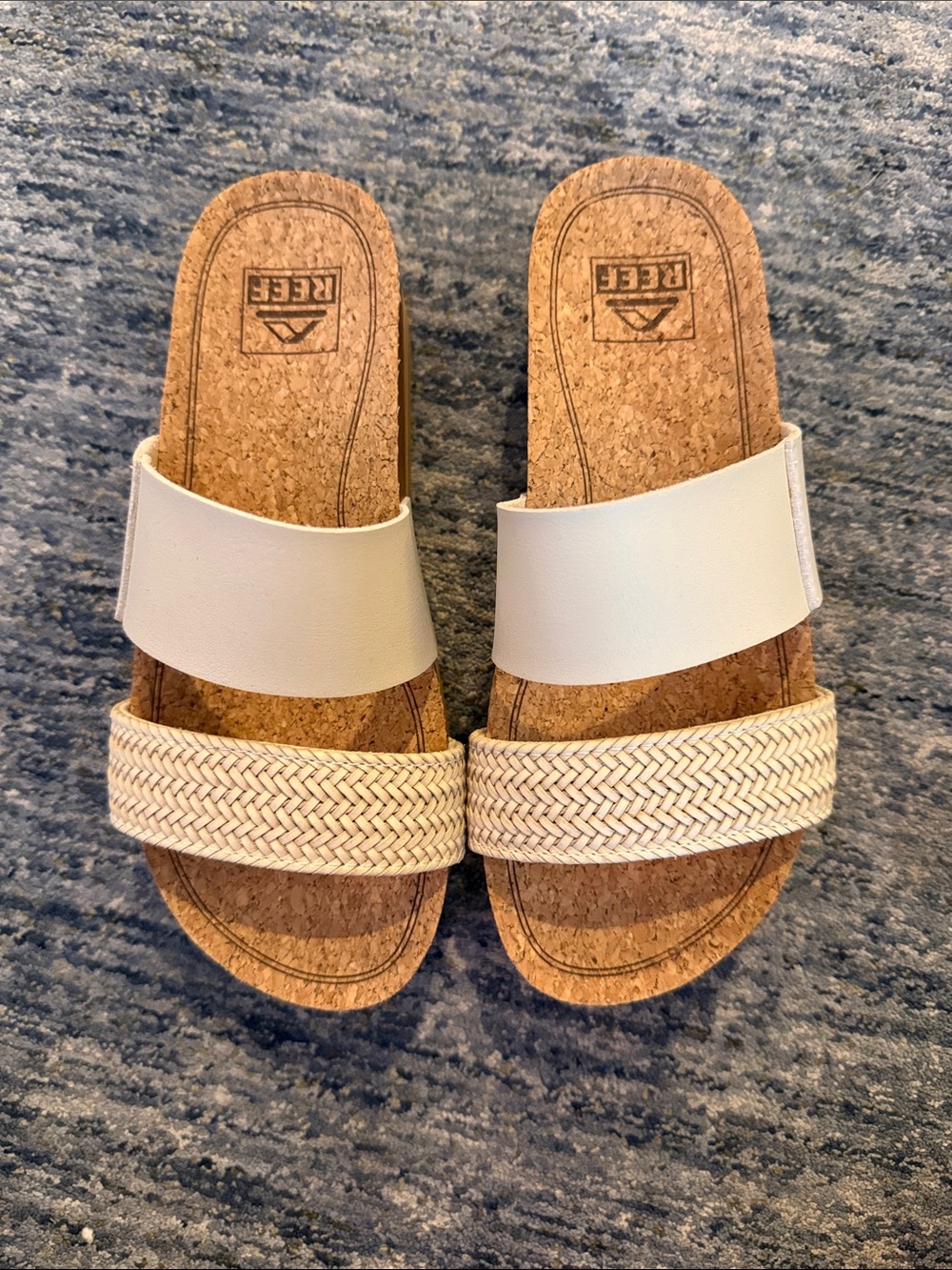 Reef Women's Cream Braided & Smooth Double-strap Slide Sandals